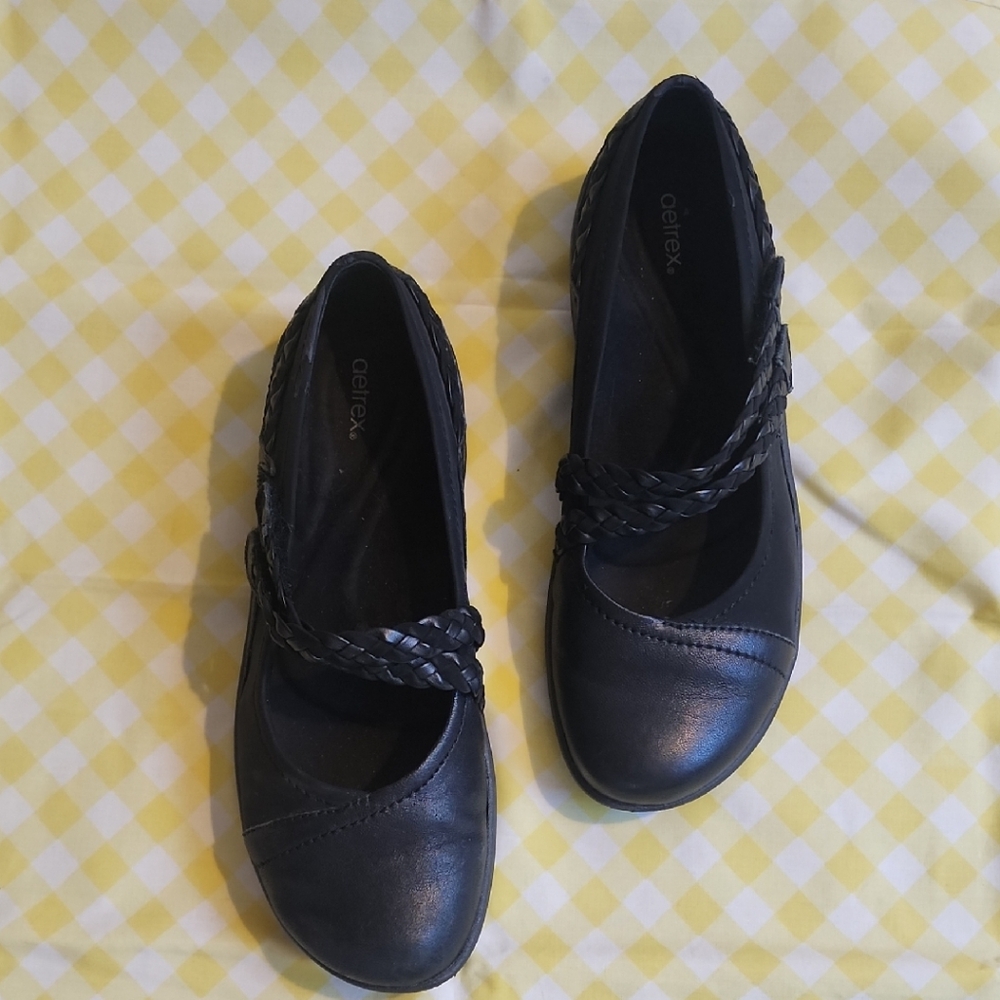 Aetrex Black Loafers Comfortable Flats